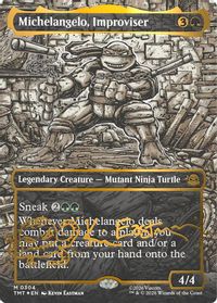 Michelangelo, Improviser (Borderless) (Gold-Stamped Signature) — Teenage Mutant Ninja Turtles