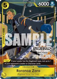 Roronoa Zoro (113) (Regionals Finalist Card Set 26-27) — One Piece Promotion Cards