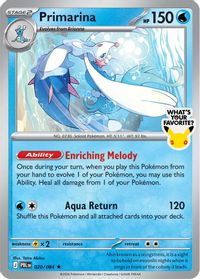 Primarina - 020/084 (What's Your Favorite Stamp) — Miscellaneous Cards & Products