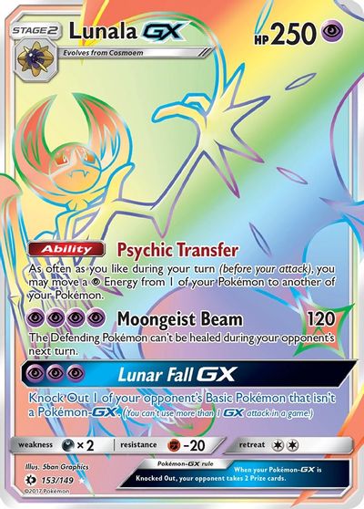 Lunala GX (Secret) card art