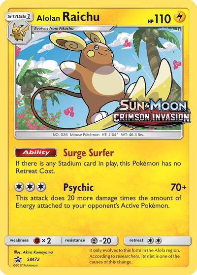 Alolan Raichu - SM72 (Prerelease) card art