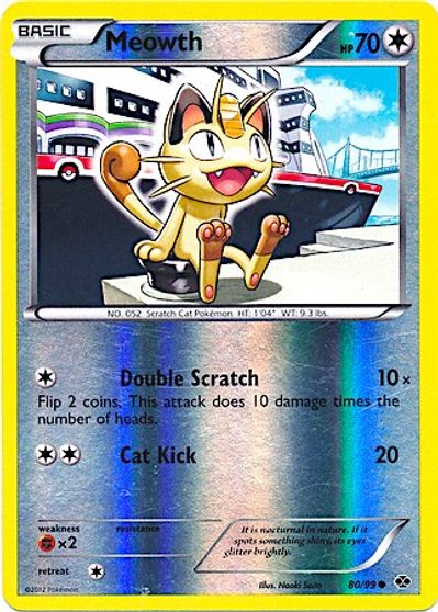 Meowth - 80/99 (Mirror Reverse Holo) card art