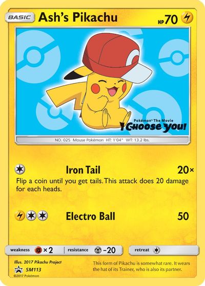Ash's Pikachu - SM113 card art