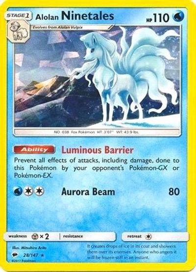 Alolan Ninetales - 28/147 (Cracked Ice Holo) card art