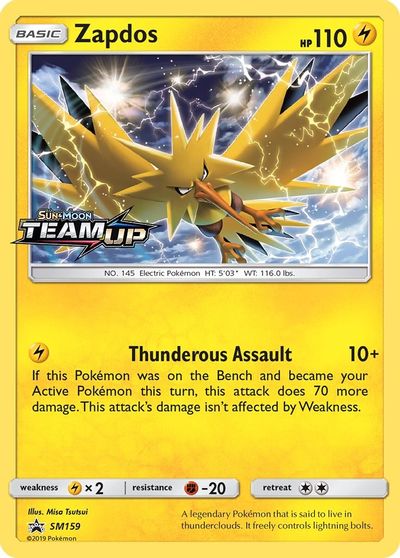 Zapdos - SM159 (Prerelease) card art