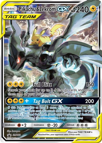 Pikachu & Zekrom GX card art