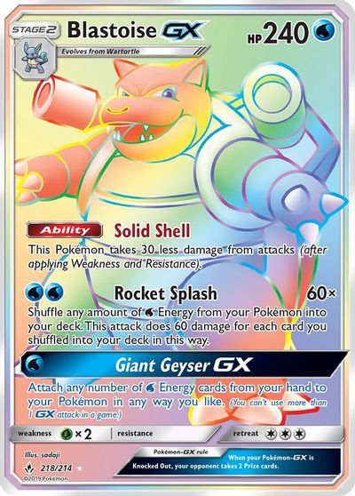 Blastoise GX (Secret) card art