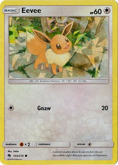 Eevee - 155/214 (Let's Play, Eevee!) (Cracked Ice Holo) card art