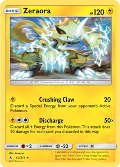 Zeraora - 60/214 (SM Unbroken Bonds) (Cracked Ice Holo) card art