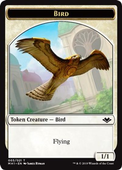 Bird // Emblem - Serra the Benevolent Double-Sided Token card art