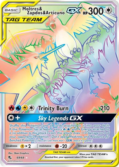 Moltres & Zapdos & Articuno GX (Secret) card art