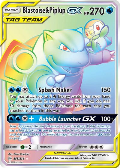 Blastoise & Piplup GX (Secret) card art