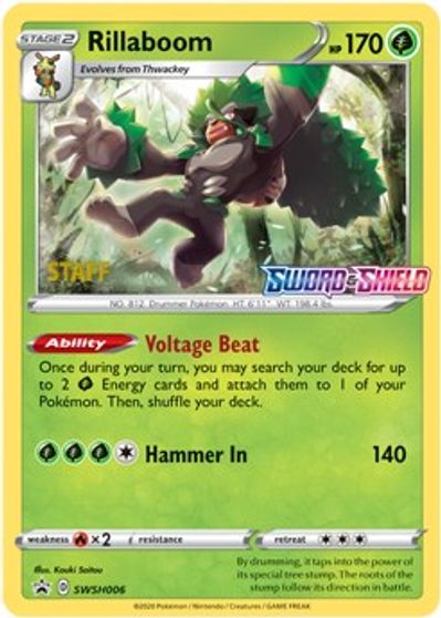 Rillaboom - SWSH006 (Prerelease) [Staff] card art