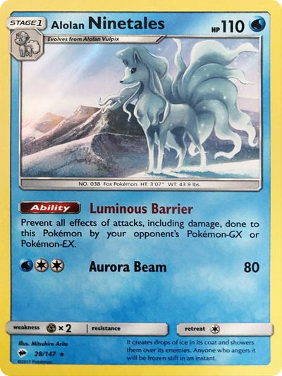 Alolan Ninetales - 28/147 (Water Web Holo) card art