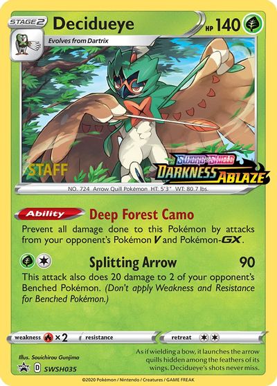 Decidueye - SWSH035 (Prerelease) [Staff] card art
