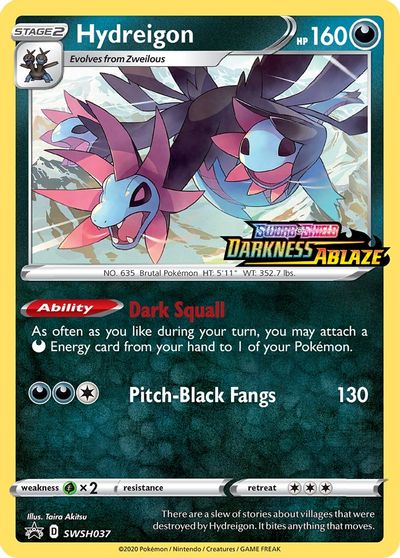 Hydreigon - SWSH037 (Prerelease) card art