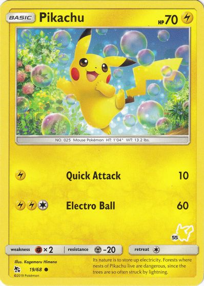 Pikachu - 19/68 (#55 Pikachu Stamped) card art