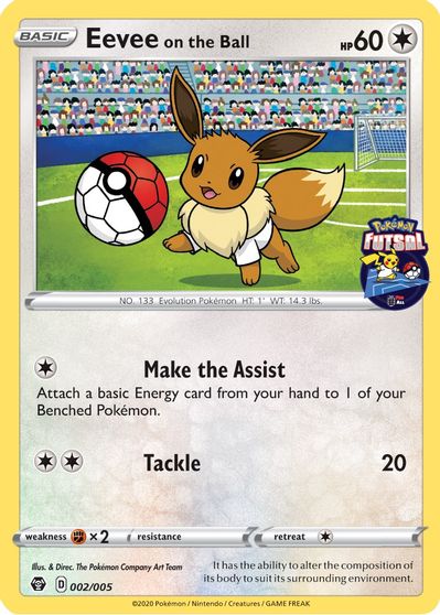 Eevee on the Ball - 002/005 (Pokemon Futsal) card art