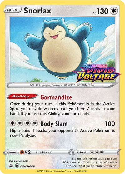 Snorlax - SWSH068 (Prerelease) card art