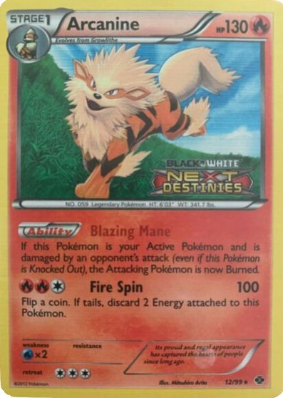 Arcanine - 12/99 (Prerelease) card art