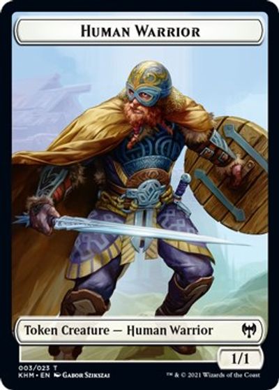 Human Warrior // Icy Manalith Double-Sided Token card art
