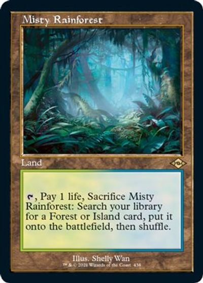 Misty Rainforest (Retro Frame) (Foil Etched) card art