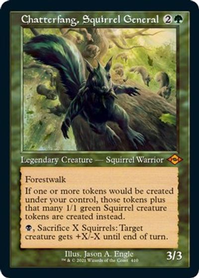Chatterfang, Squirrel General (Retro Frame) (Foil Etched) card art
