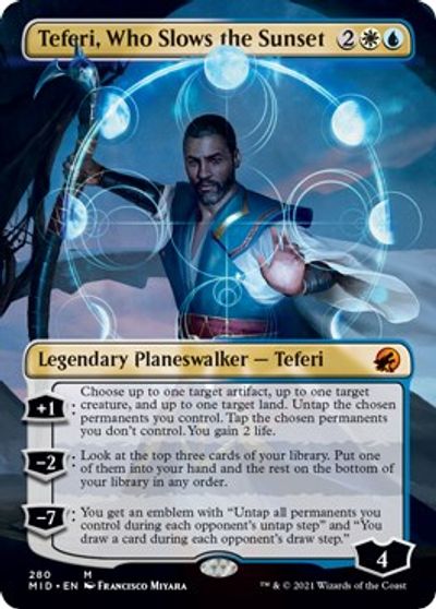 Teferi, Who Slows the Sunset (Borderless) card art