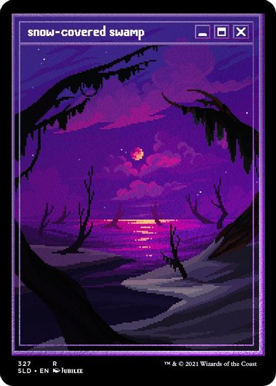Snow-Covered Swamp (PixelSnowLands.jpg) (Foil Etched) card art