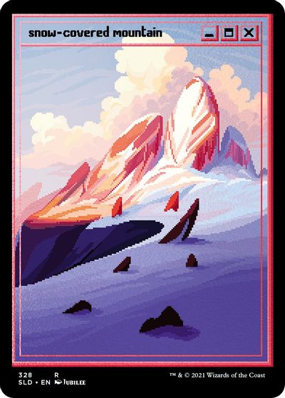 Snow-Covered Mountain (PixelSnowLands.jpg) (Foil Etched) card art