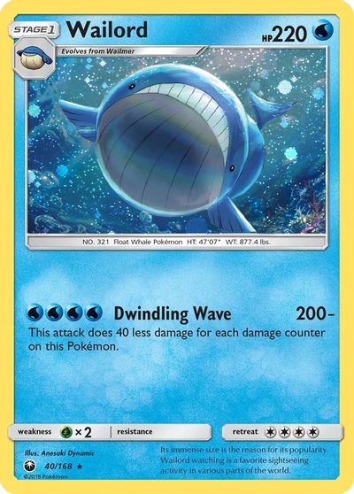 Wailord - 40/168 (Cosmos Holo) card art