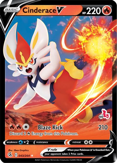 Cinderace V - 043/264 (#60 Cinderace Stamped) card art