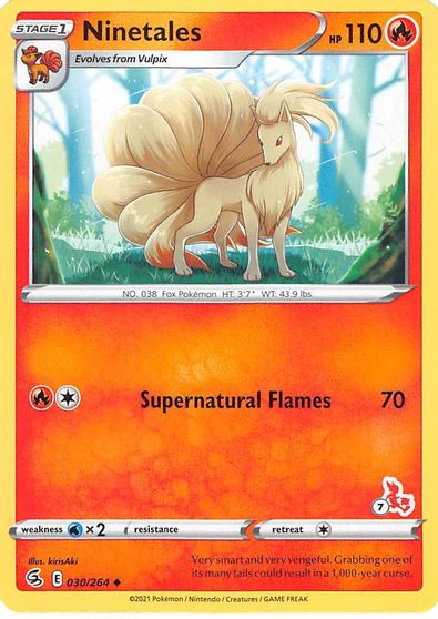 Ninetales - 030/264 (#7 Cinderace Stamped) card art