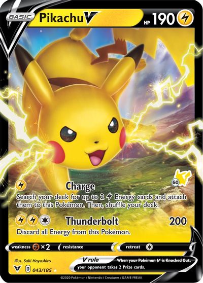 Pikachu V - 043/185 (#60 Pikachu Stamped) card art