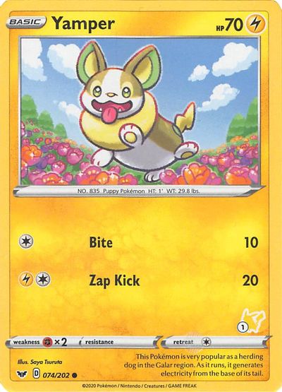 Yamper - 074/202 (#1 Pikachu Stamped) card art