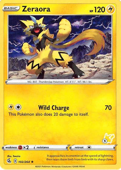 Zeraora - 102/264 (#5 Pikachu Stamped) card art