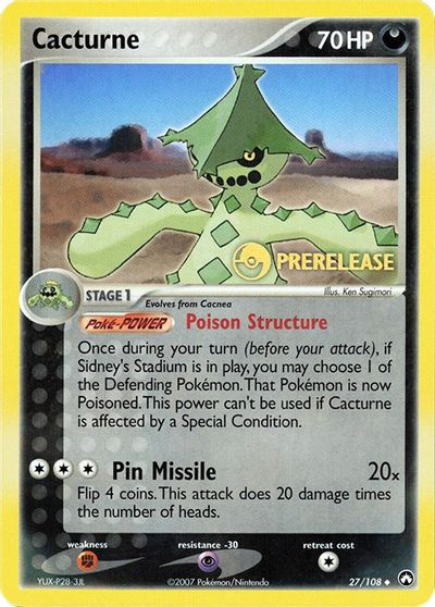 Cacturne - 27/108 (Prerelease) card art