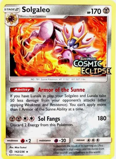Solgaleo - 142/236 (Cosmic Eclipse Stamped) card art