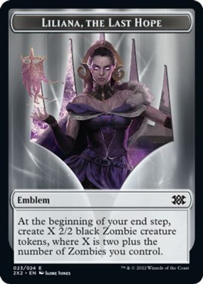 Emblem - Liliana, the Last Hope // Spirit (002) Double-Sided Token card art