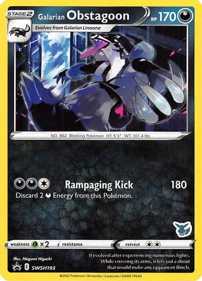 Galarian Obstagoon - SWSH193 (Eevee Stamped) card art