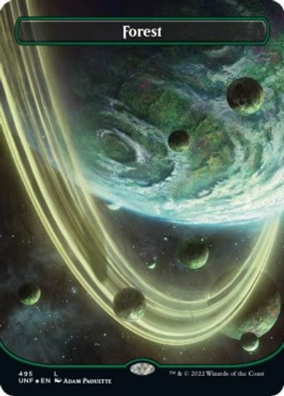 Forest (495) (Borderless) (Galaxy Foil) card art