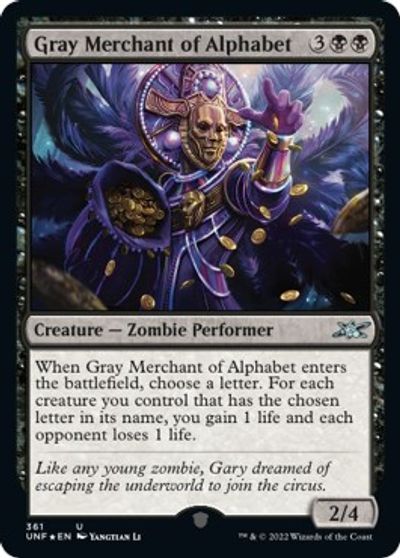 Gray Merchant of Alphabet (Galaxy Foil) card art