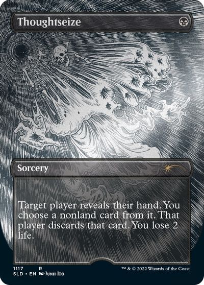 Thoughtseize (Borderless) (Foil Etched) card art