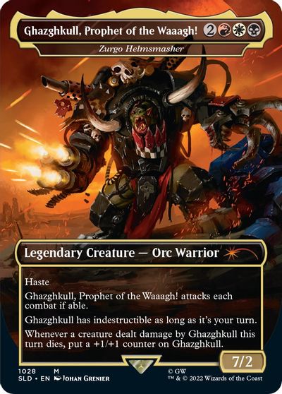 Ghazghkull, Prophet of the Waaagh! - Zurgo Helmsmasher (Borderless) card art