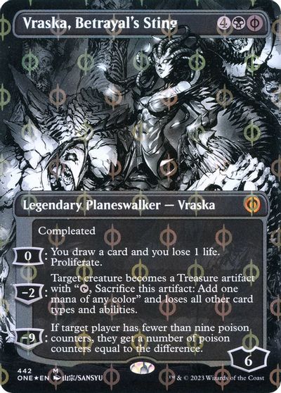 Vraska, Betrayal's Sting (Borderless) (Step-and-Compleat Foil) card art
