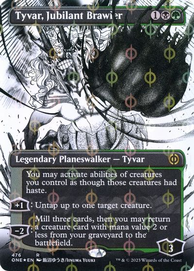 Tyvar, Jubilant Brawler (Borderless) (Step-and-Compleat Foil) card art