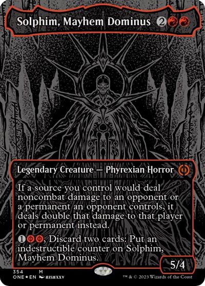 Solphim, Mayhem Dominus (Oil Slick Raised Foil) card art