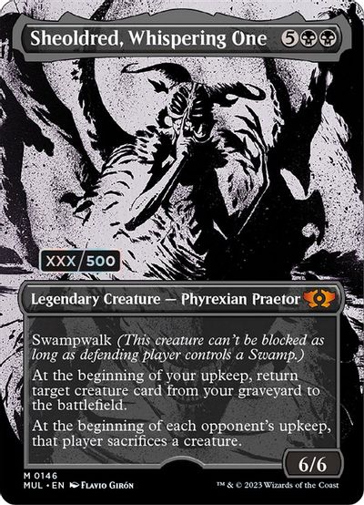 Sheoldred, Whispering One (Serial Numbered) card art