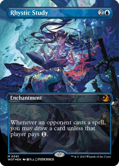 Rhystic Study (Anime Borderless) (Confetti Foil) card art