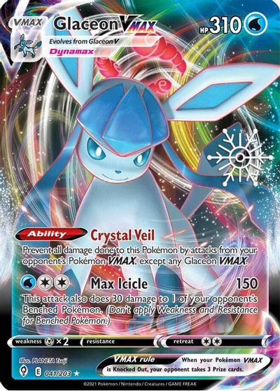 Glaceon VMAX - 041/203 (Holiday Calendar) card art